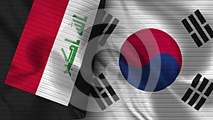 South Korea and Iraq Realistic Flag Ã¢â¬â Fabric Texture Illustration